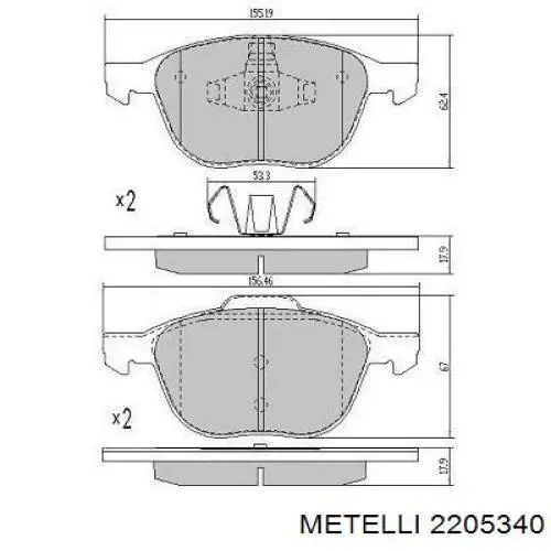2205340 Metelli Колодки передние