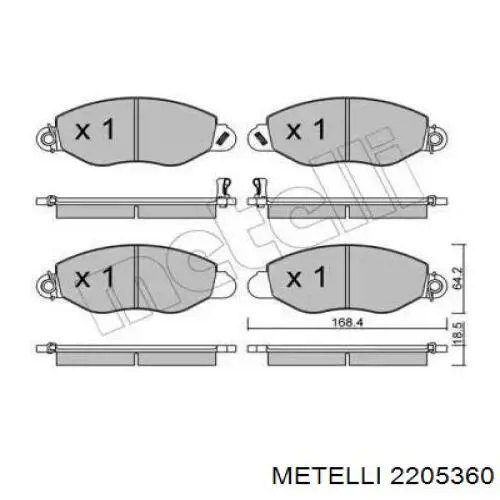 Передние тормозные колодки 2205360 Metelli