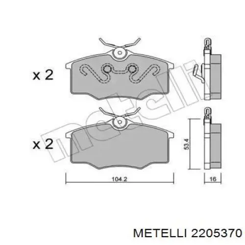 22-0537-0 Metelli передние тормозные колодки
