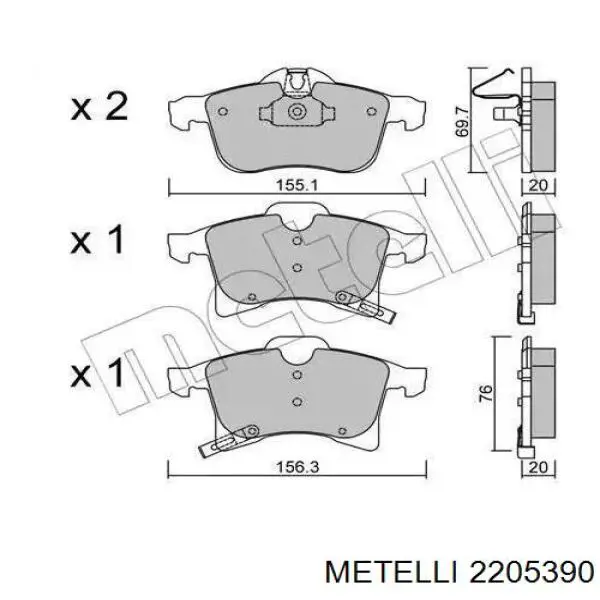 22-0539-0 Metelli передние тормозные колодки