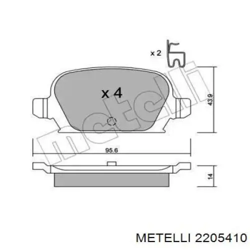 22-0541-0 Metelli задние тормозные колодки