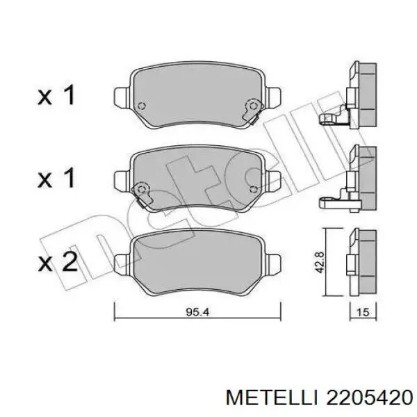 22-0542-0 Metelli задние тормозные колодки