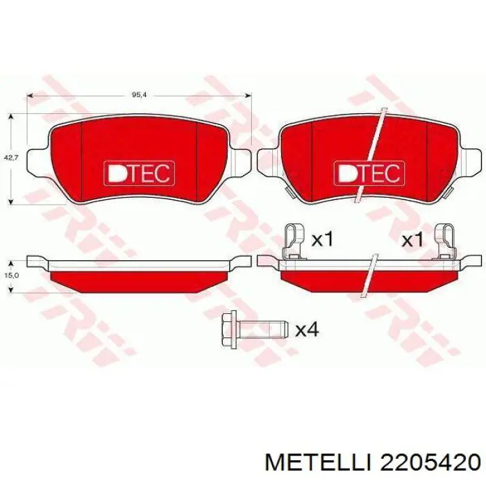 Задние дисковые колодки Metelli 2205420