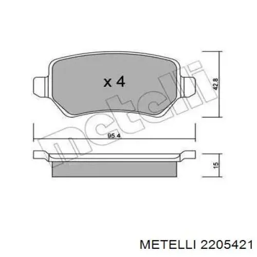 Pastillas de freno traseras 2205421 Metelli