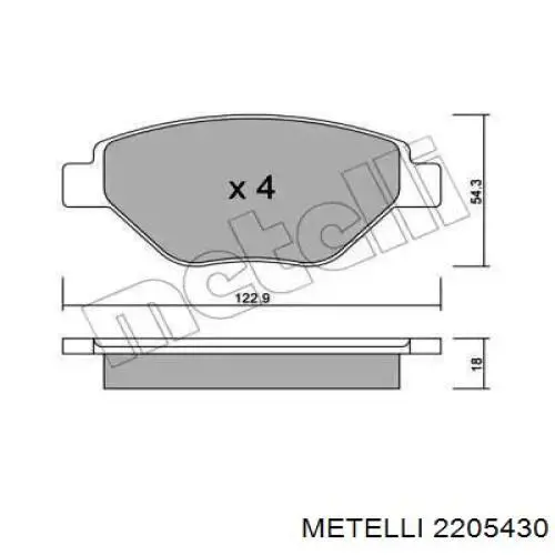 2205430 Metelli Колодки передние