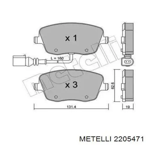 Передние тормозные колодки 2205471 Metelli