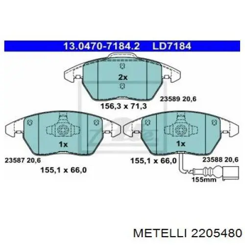 Колодки Metelli 2205480 цена, от 29.55 USD
