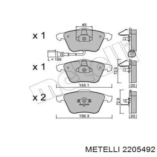 Передние тормозные колодки 2205492 Metelli