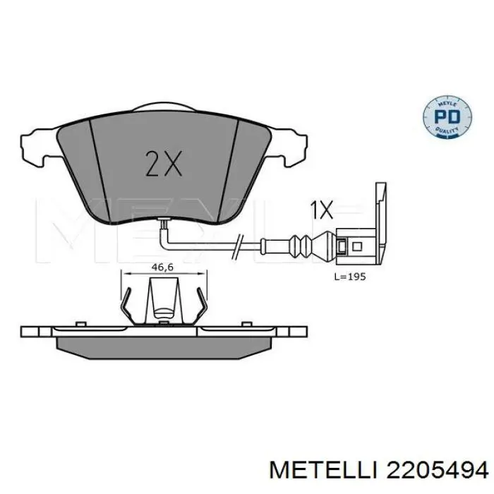 Передние тормозные колодки 2205494 Metelli
