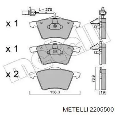 Передние тормозные колодки 2205500 Metelli