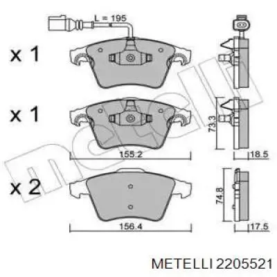 Передние тормозные колодки 2205521 Metelli