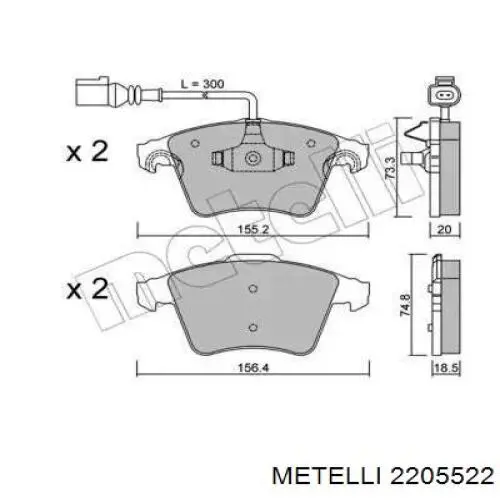 Передние тормозные колодки 2205522 Metelli