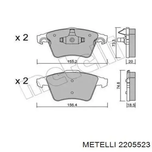 Передние тормозные колодки 2205523 Metelli