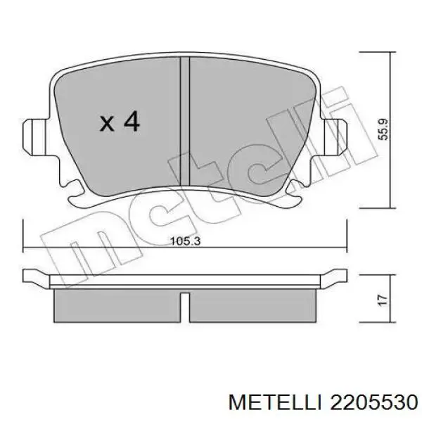 Задние тормозные колодки 2205530 Metelli