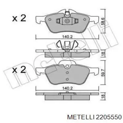 Передние тормозные колодки 2205550 Metelli