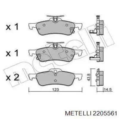 Задние тормозные колодки 2205561 Metelli