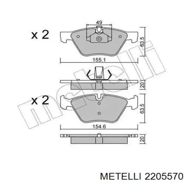 22-0557-0 Metelli колодки тормозные передние дисковые