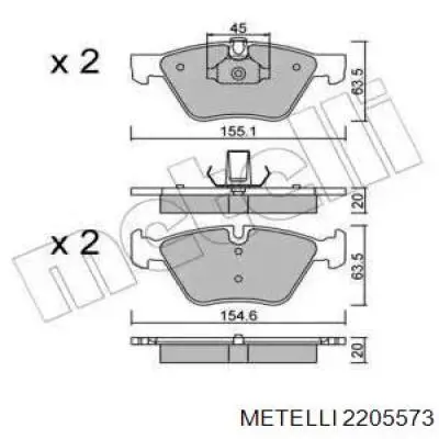 Передние тормозные колодки 2205573 Metelli