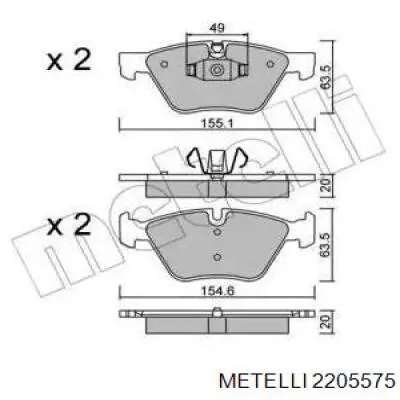 Передние тормозные колодки 2205575 Metelli