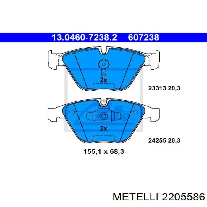 Купить 2205586 Metelli Колодки тормозные