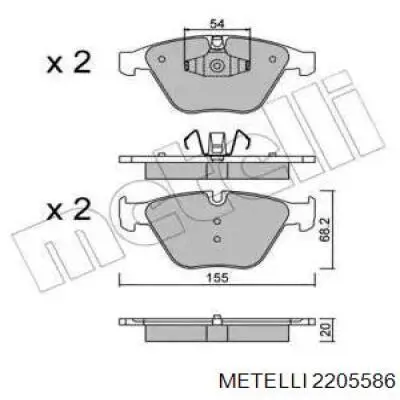 Передние тормозные колодки 2205586 Metelli