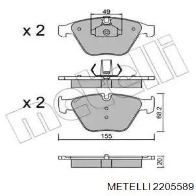 22-0558-9 Metelli sapatas do freio dianteiras de disco