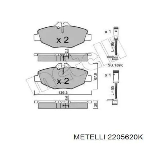 Передние тормозные колодки 2205620K Metelli