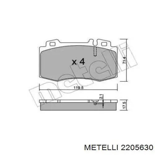 Передние тормозные колодки 2205630 Metelli