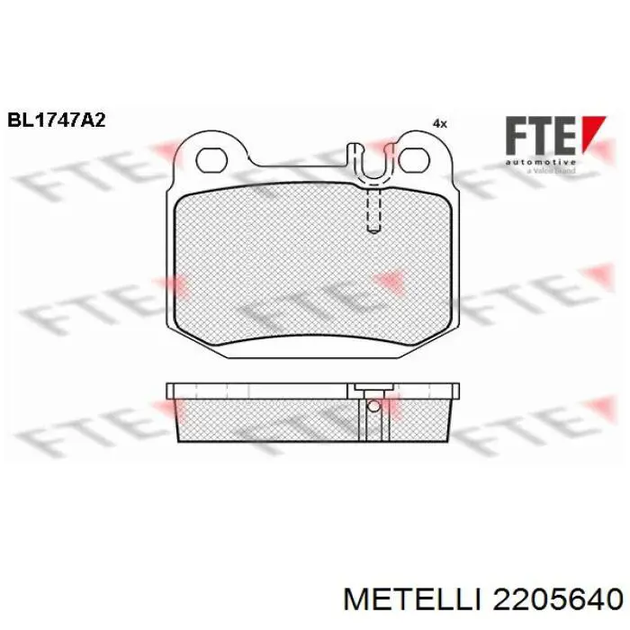 Задние дисковые колодки Metelli 2205640