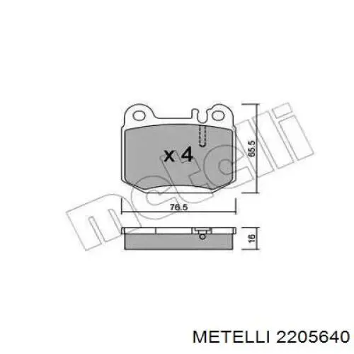 Задние тормозные колодки 2205640 Metelli