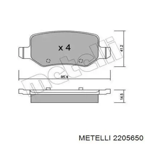 Задние тормозные колодки 2205650 Metelli