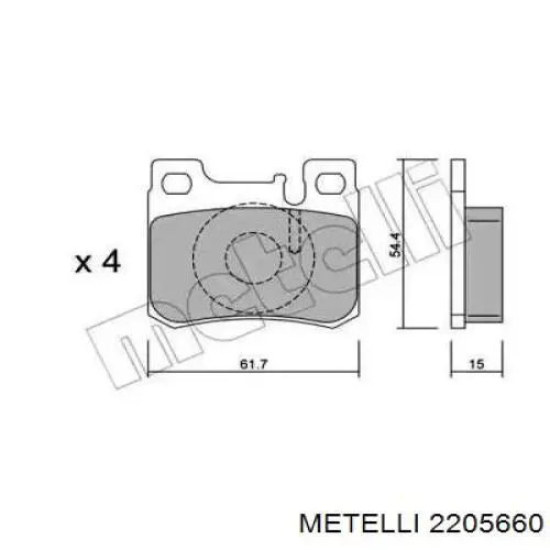 Задние тормозные колодки 2205660 Metelli