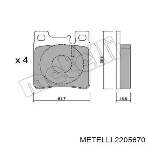 Задние тормозные колодки 2205670 Metelli