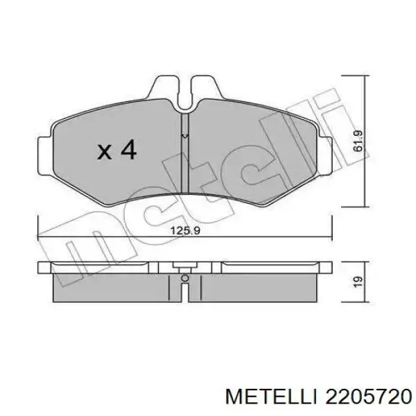 Колодки тормозные задние дисковые METELLI 2205720