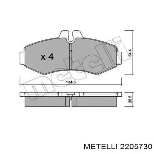 Передние тормозные колодки 2205730 Metelli