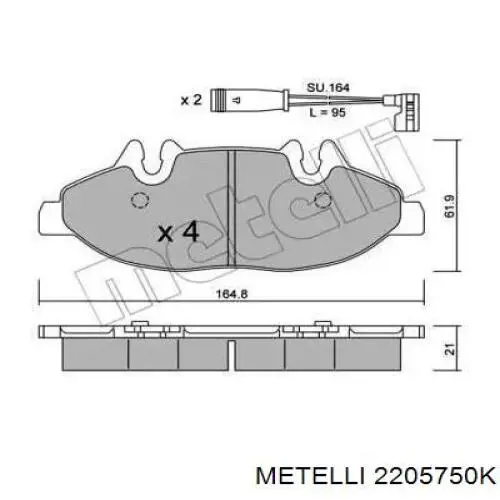 22-0575-0K Metelli передние тормозные колодки