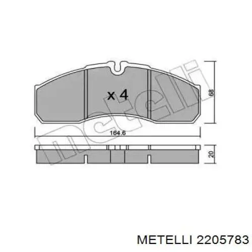 Передние тормозные колодки 2205783 Metelli