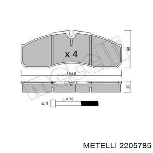 Передние тормозные колодки 2205785 Metelli