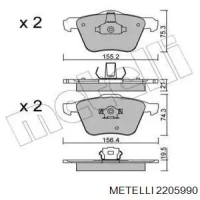 Передние тормозные колодки 2205990 Metelli