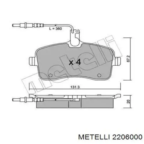 Передние тормозные колодки 2206000 Metelli