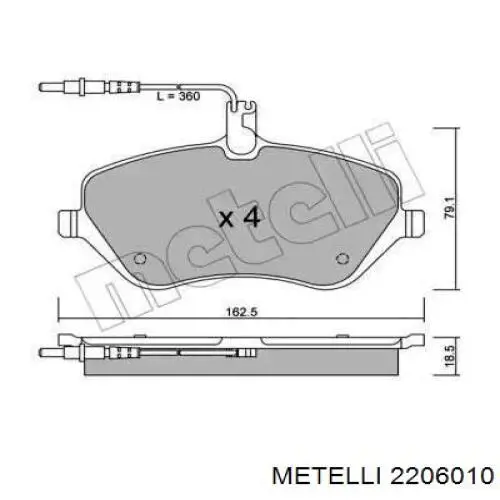 Передние тормозные колодки 2206010 Metelli