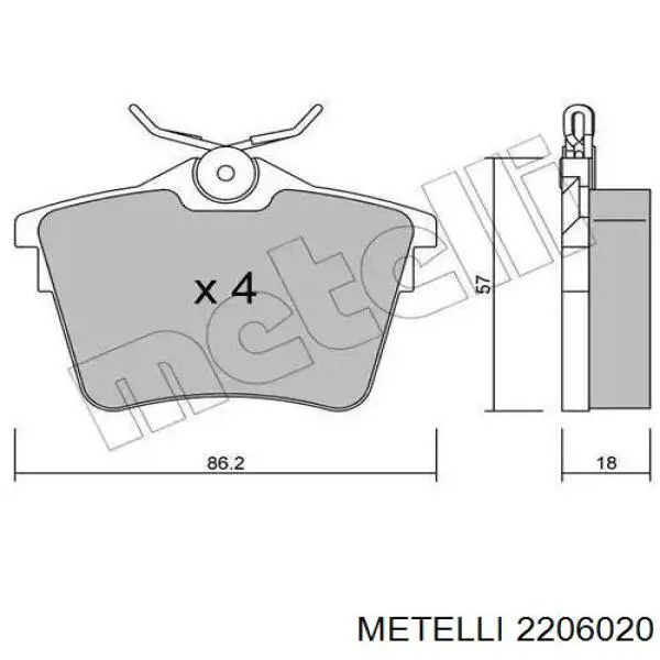 Колодки тормозные задние дисковые METELLI 2206020