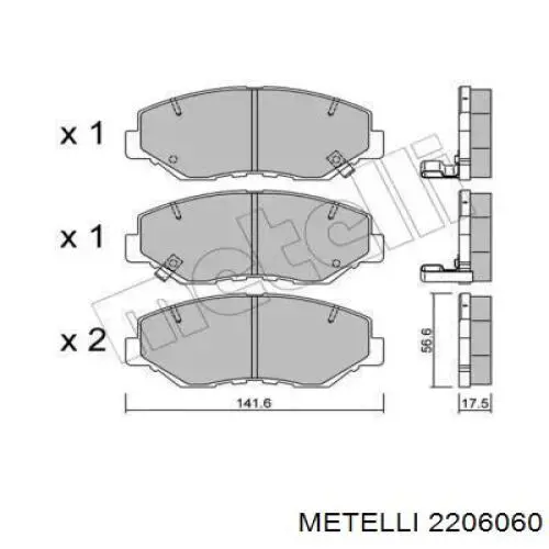 Передние тормозные колодки 2206060 Metelli