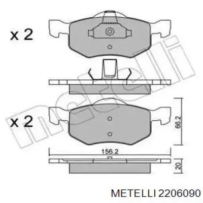 Передние тормозные колодки 2206090 Metelli