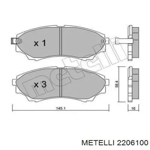 Передние тормозные колодки 2206100 Metelli