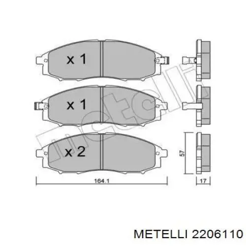 Передние тормозные колодки 2206110 Metelli