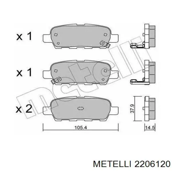 Задние тормозные колодки 2206120 Metelli