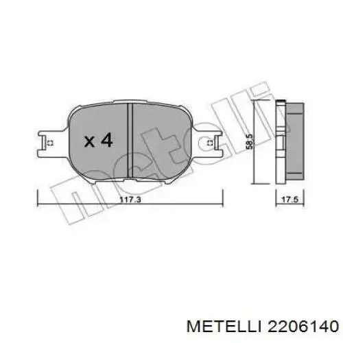 Передние тормозные колодки 2206140 Metelli