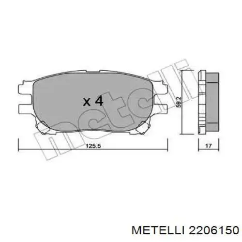 Передние тормозные колодки 2206150 Metelli