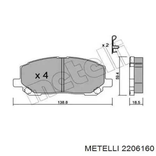 Передние тормозные колодки 2206160 Metelli